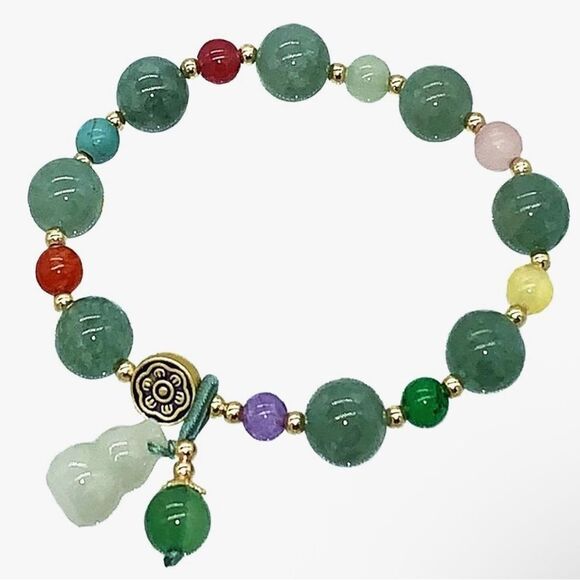 Handmade Chinese Wu Lou/Hu Lou Bracelet & Gold Silver Link Thin Cuff Bangle - Picture 3 of 10